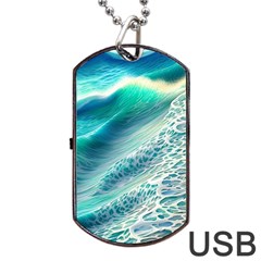 Pastel Beach Wave Dog Tag Usb Flash (one Side) by GardenOfOphir