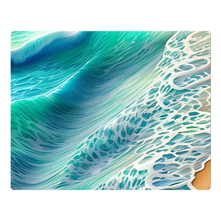 Pastel Beach Wave Premium Plush Fleece Blanket (Large)