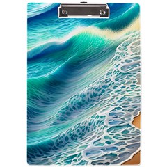 Pastel Beach Wave A4 Acrylic Clipboard by GardenOfOphir