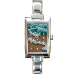 Abstract Waves Summertime On The Sea Rectangle Italian Charm Watch by GardenOfOphir