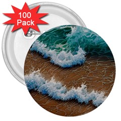 Abstract Waves Summertime On The Sea 3  Buttons (100 Pack)  by GardenOfOphir