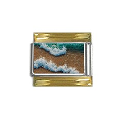 Abstract Waves Summertime On The Sea Gold Trim Italian Charm (9mm)