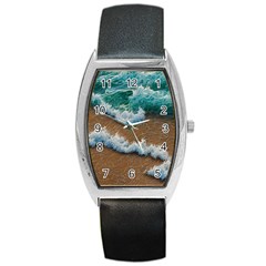 Abstract Waves Summertime On The Sea Barrel Style Metal Watch by GardenOfOphir