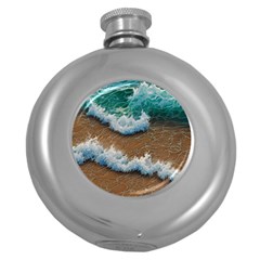 Abstract Waves Summertime On The Sea Round Hip Flask (5 Oz) by GardenOfOphir