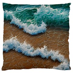 Abstract Waves Summertime On The Sea Standard Premium Plush Fleece Cushion Case (one Side) by GardenOfOphir