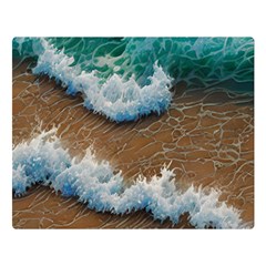 Abstract Waves Summertime On The Sea One Side Premium Plush Fleece Blanket (large)