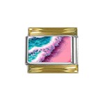 Summer Waves In Pink Ii Gold Trim Italian Charm (9mm) Front