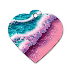 Summer Waves In Pink Ii Dog Tag Heart (Two Sides)