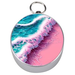 Summer Waves In Pink Ii Silver Compasses