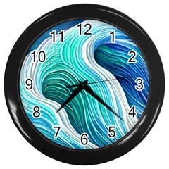 The Power Of The Ocean Iii Wall Clock (black) by GardenOfOphir