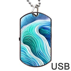 The Power Of The Ocean Iii Dog Tag Usb Flash (one Side) by GardenOfOphir