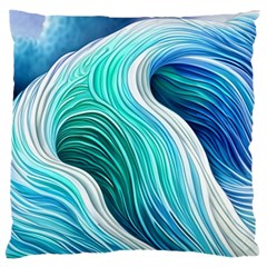 The Power Of The Ocean Iii Large Premium Plush Fleece Cushion Case (one Side) by GardenOfOphir