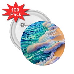 Waves At The Ocean s Edge 2 25  Buttons (100 Pack)  by GardenOfOphir