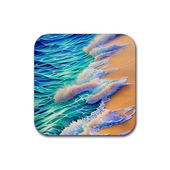 Waves At The Ocean s Edge Rubber Coaster (Square)