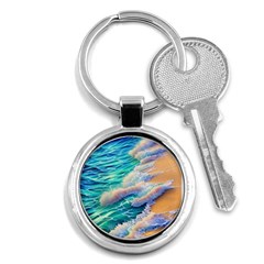 Waves At The Ocean s Edge Key Chain (round) by GardenOfOphir