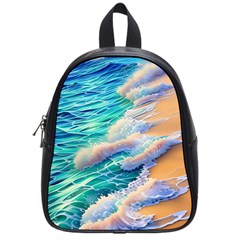 Waves At The Ocean s Edge School Bag (small) by GardenOfOphir