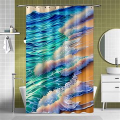 Waves At The Ocean s Edge Shower Curtain 48  X 72  (small)  by GardenOfOphir