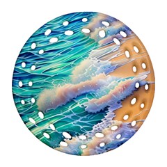 Waves At The Ocean s Edge Round Filigree Ornament (two Sides) by GardenOfOphir