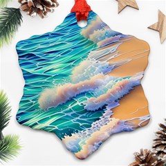 Waves At The Ocean s Edge Snowflake Ornament (two Sides) by GardenOfOphir