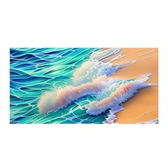 Waves At The Ocean s Edge Satin Wrap 35  X 70  by GardenOfOphir