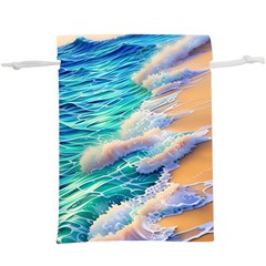 Waves At The Ocean s Edge Lightweight Drawstring Pouch (xl) by GardenOfOphir