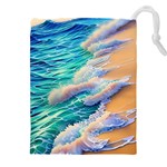 Waves At The Ocean s Edge Drawstring Pouch (4XL) Front