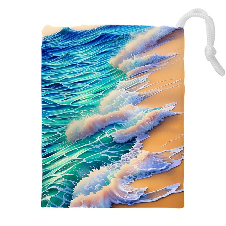 Waves At The Ocean s Edge Drawstring Pouch (4XL)