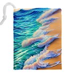 Waves At The Ocean s Edge Drawstring Pouch (4XL) Back