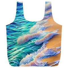 Waves At The Ocean s Edge Full Print Recycle Bag (xxl) by GardenOfOphir