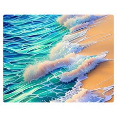 Waves At The Ocean s Edge One Side Premium Plush Fleece Blanket (medium)