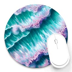 Summer Waves In Pink Iii Round Mousepad