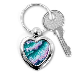 Summer Waves In Pink Iii Key Chain (heart) by GardenOfOphir