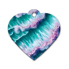 Summer Waves In Pink Iii Dog Tag Heart (one Side) by GardenOfOphir