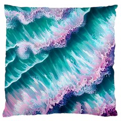 Summer Waves In Pink Iii Large Premium Plush Fleece Cushion Case (two Sides) by GardenOfOphir