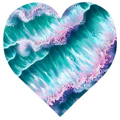 Summer Waves In Pink Iii Wooden Puzzle Heart by GardenOfOphir