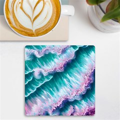 Summer Waves In Pink Iii Uv Print Square Tile Coaster  by GardenOfOphir