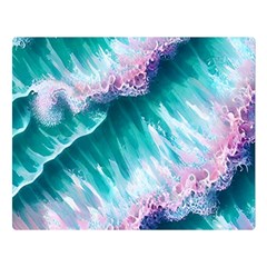 Summer Waves In Pink Iii One Side Premium Plush Fleece Blanket (large)