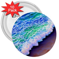 Blue Wave Ii 3  Buttons (10 Pack)  by GardenOfOphir