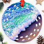 Blue Wave Ii Round Filigree Ornament (Two Sides) Front