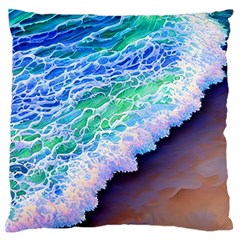 Blue Wave Ii Large Premium Plush Fleece Cushion Case (two Sides) by GardenOfOphir