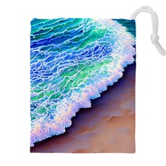 Blue Wave Ii Drawstring Pouch (5xl) by GardenOfOphir