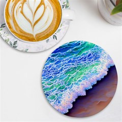 Blue Wave Ii Uv Print Round Tile Coaster by GardenOfOphir