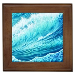 Blue Ocean Wave Watercolor Ii Framed Tile by GardenOfOphir