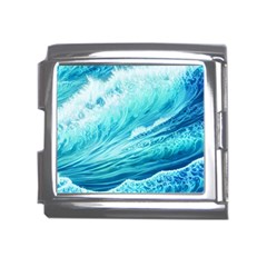 Blue Ocean Wave Watercolor Ii Mega Link Italian Charm (18mm)