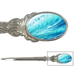 Blue Ocean Wave Watercolor Ii Letter Opener by GardenOfOphir