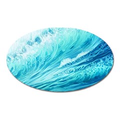 Blue Ocean Wave Watercolor Ii Oval Magnet by GardenOfOphir