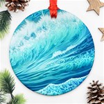 Blue Ocean Wave Watercolor Ii Round Ornament (Two Sides) Back