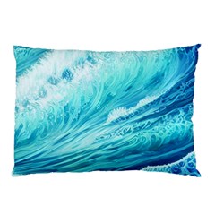 Blue Ocean Wave Watercolor Ii Pillow Case by GardenOfOphir