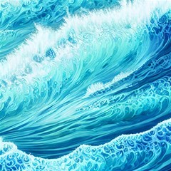 Blue Ocean Wave Watercolor Ii Play Mat (square) by GardenOfOphir