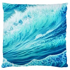 Blue Ocean Wave Watercolor Ii Large Cushion Case (one Side) by GardenOfOphir